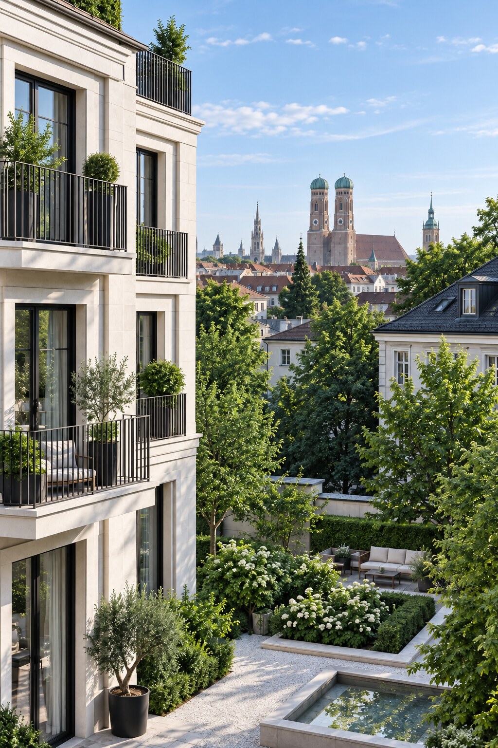 Wohnimmobilie mit Blick auf die Münchner Frauenkirche